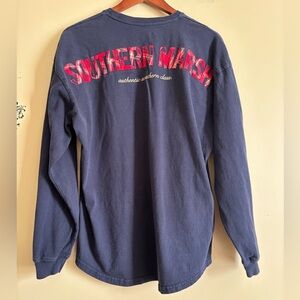Southern Marsh Womens Size Medium Blue Tartan Plaid Spell Out logo Jersey